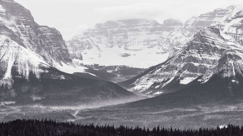 Panoramic view of snowcapped mountains against sky