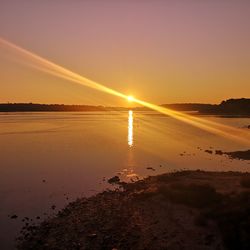 Scenic view of beach against sky during sunset