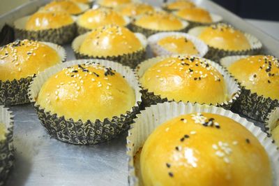 Close-up of cupcakes on table