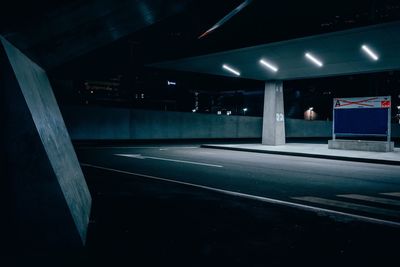 Empty parking lot at night