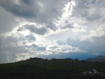 Scenic view of landscape against cloudy sky