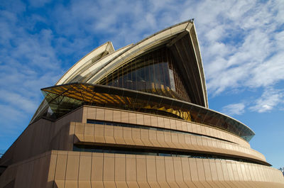 Low angle view of modern building against sky