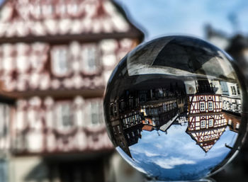 Reflection of buildings on glass