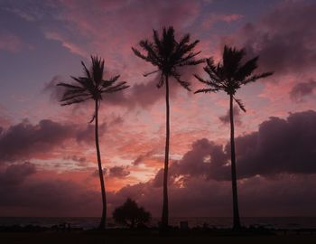 Silhouette palm trees against sky during sunset
