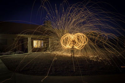 Firework display at night