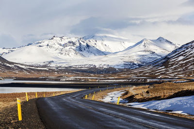 Impressive snowy volcano landscape in west iceland