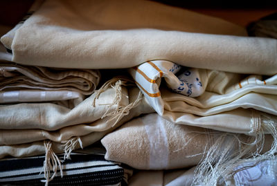 High angle view of jewish clothing robes