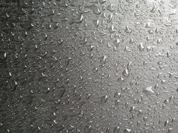 Full frame shot of raindrops on glass window