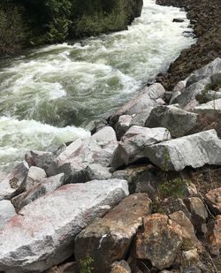 Scenic view of rocks in river