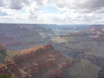 Aerial view of landscape against cloudy sky