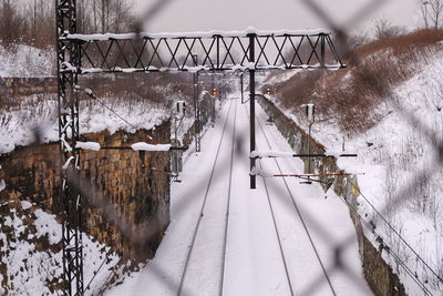 Winter scenery of chorzów. railway line in winter scenery. winter in silesia. silesia in the lens.