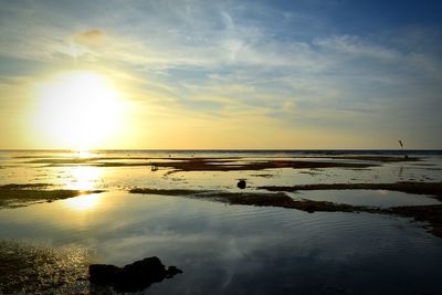 Scenic view of sea against sky at sunset