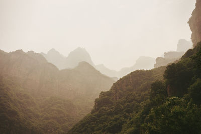 Scenic view of mountains against clear sky