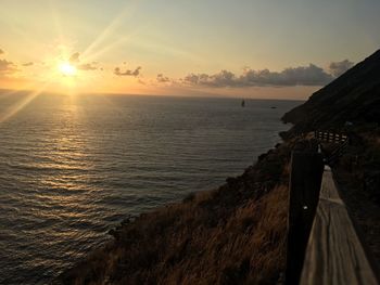 Scenic view of sea against sky during sunset