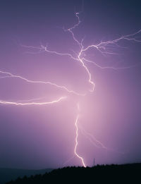 Lightning in sky at night