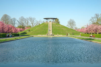 Scenic view of lake against clear sky