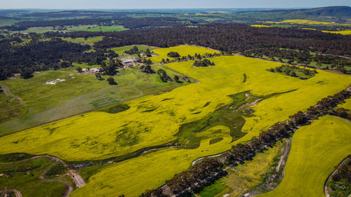 High angle view of field