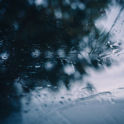 Full frame shot of wet windshield of car