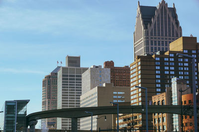 Low angle view of modern buildings against sky