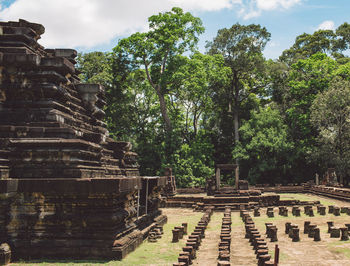 Panoramic view of old temple against sky