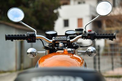 Close-up of bicycle on street