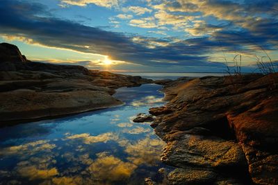 Scenic view of sea at sunset