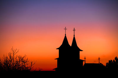 Beautiful sunset sky and silhouette of the church