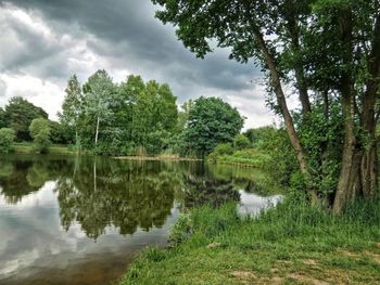 Scenic view of lake against sky