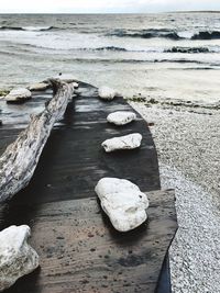 Rocks on shore at beach