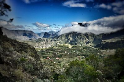 Scenic view of mountains against sky