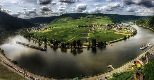 High angle view of landscape against sky