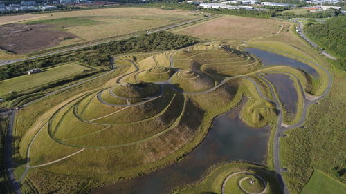 High angle view of agricultural field