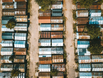 Aerial view of huts