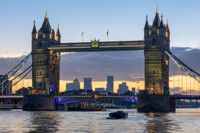 Tower bridge luminated during an early morning sunrise