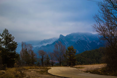 Scenic view of mountains against sky