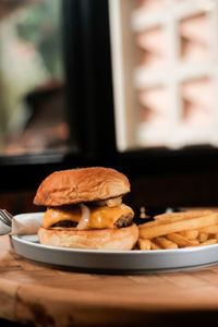 Close-up of bread in plate
