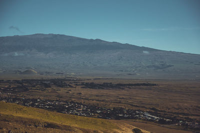 Scenic view of landscape and mountains against sky