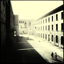 People in front of building