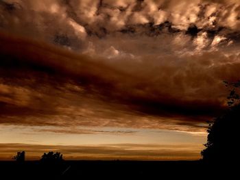 Silhouette of tree against dramatic sky