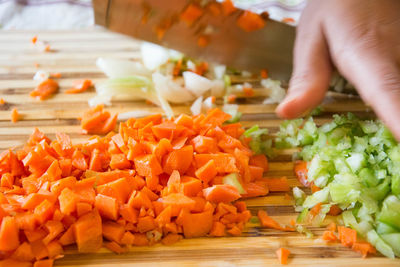 Close-up of person preparing food