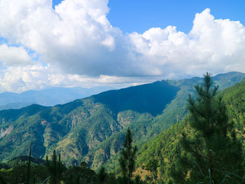 Panoramic view of mountains against sky