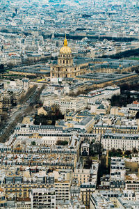 High angle view of city buildings