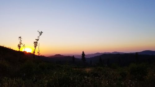 Scenic view of silhouette landscape against sky during sunset