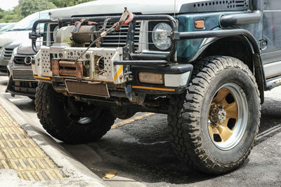 A close up of a 4x4 vehicle