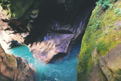 Scenic view of rock formation in water