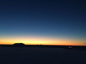 Scenic view of sea against clear sky at sunset