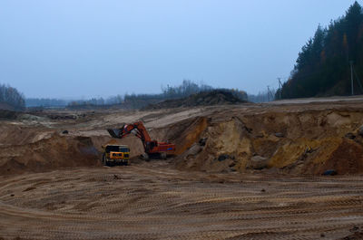 Panoramic view of construction site against sky