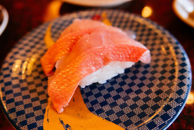 Close-up of sushi in plate