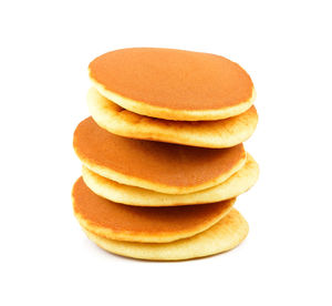 Close-up of cookies against white background