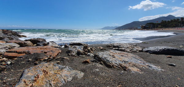 Scenic view of beach against sky